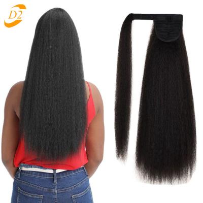 China Straight Synthetic Magic Ponytail Wigs Tape Ponytail Hair Extension Long 22 Inch Magic Paste Heat Resistant Wrap Around Yaki Ponytail For Black Women for sale