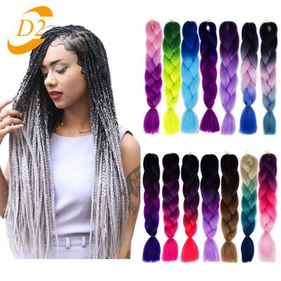 China Wig Braids Wholesale 100g Per Inch Bundle 24 Ombre Jumbo Braid Kanekalon Synthetic Hair Braiding Box Braids Expression Crochet For Women for sale