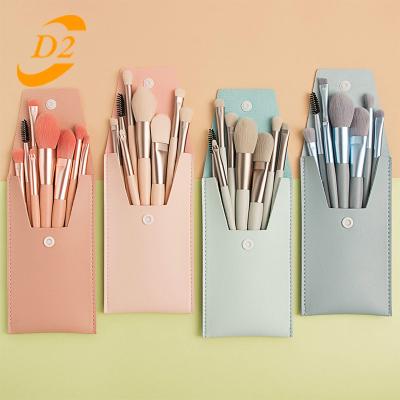 China Angular Blush 8 Pcs Mini Portable Soft Make Up Brush Eyeshadow Foundation Powder Eyelash Lip Concealer Blush Makeup Brush for sale