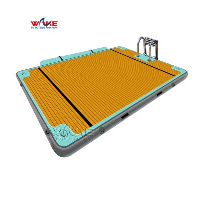 China PVC+Drop Stitch+EVA Summer Water Party Inflatable Floating Dock Yacht Island Platform for sale