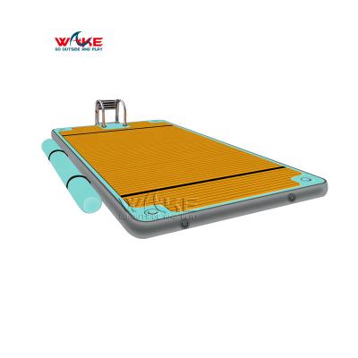 China PVC+Drop Stitch+EVA Floating Dock Yacht Island Floating Mat Cheap Inflatable Swim Platform for sale