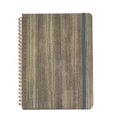 China Custom Notebooks A5 Spiral Notebooks A5 Planner Grain Hard Cover Budget Planner Cover Wooden Daily Hard Journal Wholesale Daily Diary for sale