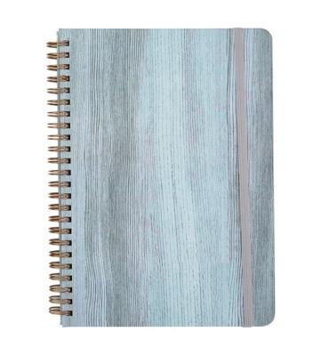 China Spiral Daily Unique Custom Hardboard Journal Notebook Wooden Grain Watercolor Hardcover Monthly Planner Planner for sale