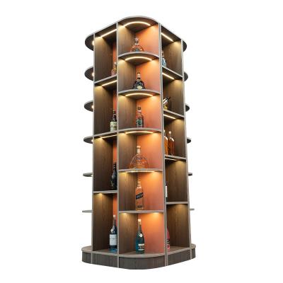 China (Other)Adjustable Commercial Design Around Tall Wine Cabinet Whiskey Display Wine Racks Luxury Wooden Wine Rack for sale