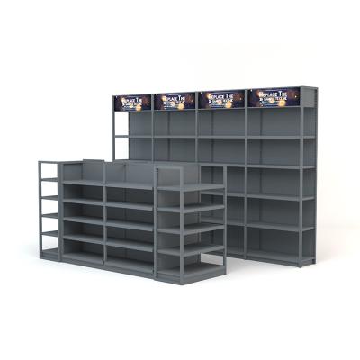 China Double Sided Shelf Display Gondola Supermarket Rack Retail Store Racks Gondola Shelf Display Stand For Sale for sale