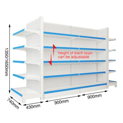 China Supermarket Double Sided Metal Hot Selling Display Grocery Shelf Wire Mesh Back Panel Supermarket Shelf Price for sale