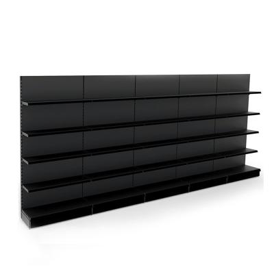 China Single Sided Supermarket Shelf Display Sale Rack Black Retail Wall Shelving 2-5 Bays 20 x 370mm GONDOLA Shelves for sale