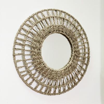 China Modern Seaweed Woven Pattern Round Wall Mirrors Decor Wall Mirror Furniture for sale