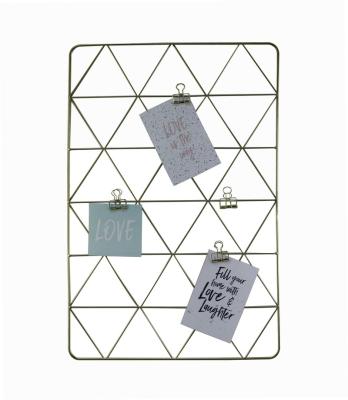 China Modern Custom Metal Iron Rack Hanging Clip Photograph Wire Wall Picture Photo Organizer Grid Panel For Home Decoration for sale