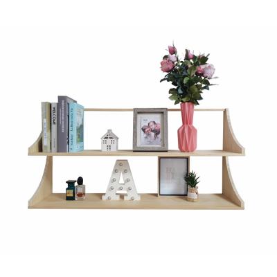 China Modern Waterproof Fashionable Solid Wood Double Shelf Home Decor Wall Storage Rack for sale