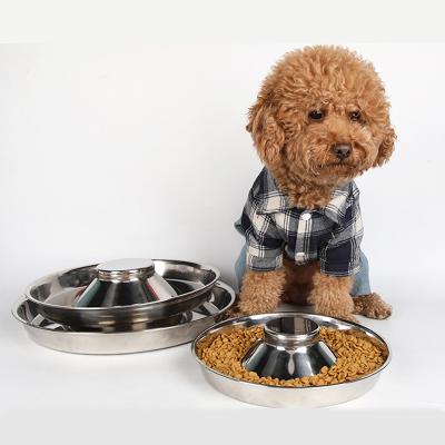 China Amazon Sale Cat Water Basin Stainless Steel Pet Food Feeder Slow Sustainable Hot Dog Bowl for sale