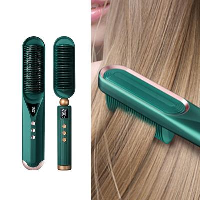 China Negative Ions Do Not Hurt LCD Electric Hot Ceramic Negative Ion Technology Hair Airbrush PTC Brush Hair Curler Straight Comb for sale