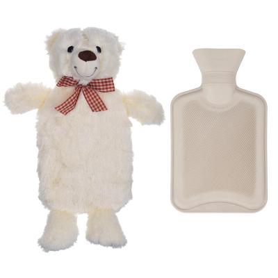 China Cute FLANNEL Rubber Hot Water Bottle With Cute Plush Animal Cover Bear Toy for sale