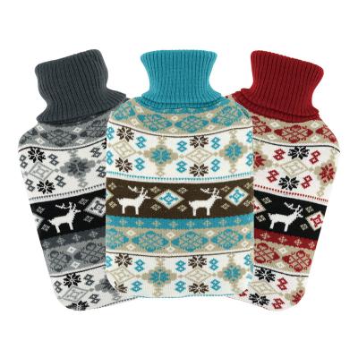 China FLANNEL Winter Heating Bag Christmas Series Deer Elk Pattern Woven Hot Water Bag Bottle Knitting Blanket for sale