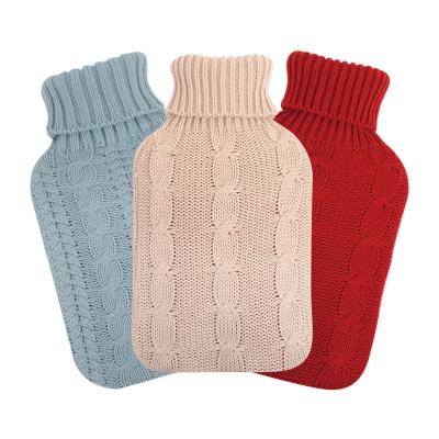 China FLANNEL Rubber Hot Water Maker Bottle Woven Pattern Knitting Blanket Colorful Blanket Hand Warmer Bag for sale