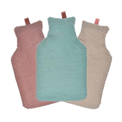 China FLANNEL Leak Proof Rubber Hot Water Bottle With Soft Fleece Cover Plush Cover for sale