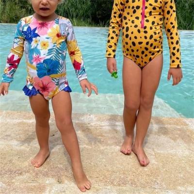 China Custom Made Floral Printed Plus Size Bikini Pink Kids Swimwear Babies Kids Bikini One Piece Swimwear for sale