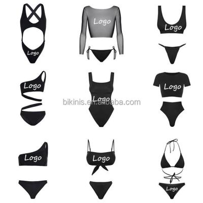 China Breathable OEM Manufacturing Swimsuit Custom Logo Print Swimsuit Manufacturers Women Fitness Swimwear Bikini Set for sale