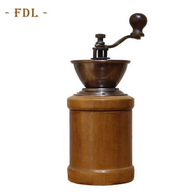 China Large Capacity Small Conical Rubber Wooden Barrel Hand Grinder Commercial Coffee Grinder for sale