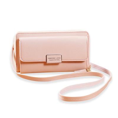 China Waterproof Fashionable Ladies Handbag Pure Color Top-capacity Cross - Body Cell Phone Wallet Bag For Women Carteras Para mujer for sale