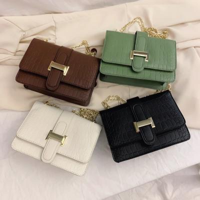 China Fashion 2022 Small Retro Mini Shoulder Bag Retro Chain Fashion Stone Grain Lady's Shoulder Bag Wallet Handbag Casual for sale