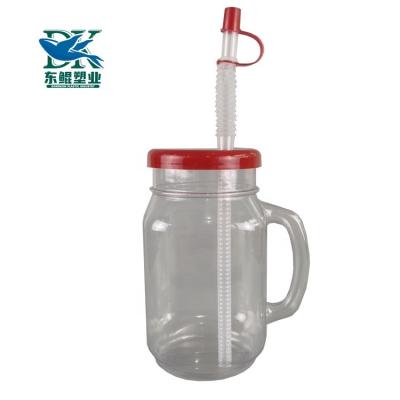 China 500ml 17OZ Beverage Slush Cup Beer Tea Water Juice Drink Jar Plastic Drinking Glass Yard Mug With Handle for sale