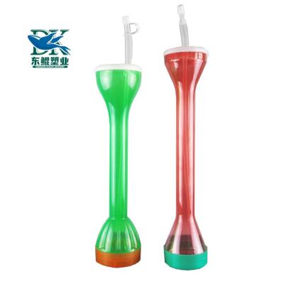 China 700ml Novelty 700ml Long Novelty LED Flashing Light Slush Cup Party Bar Party Beer Beer Tea Juice Beverage Neck Bottle Single Wall Plastic Drinking Glass for sale