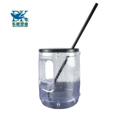 China New Arrival 24OZ 700ML Single Wall Drum Shaped Bar Slush Cup Beer Tea Water Juice Drink Jar Cup Plastic Drinking Yard Glass Cup With Handle for sale