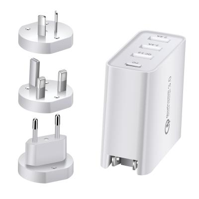 China Quick Charge 3.0 Speed ​​3.1a Fast Charging UK 4 Plug Fast Charging Usb Wall Port Charger For Iphone UK Qc3.0 Plug Usb Travel Charger for sale