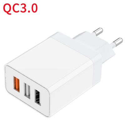 China Wholesale Mobile Phones 4g I/O Fast Charging Smart Quick Wall Adapter Mobile Phone Factory Qc3.0 USB 3 Charger EU/USA Plug for sale