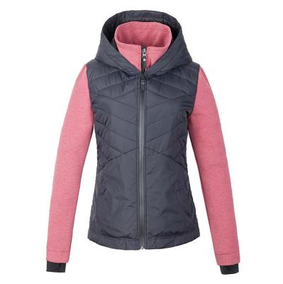 China Waterproof casual ladies zippered jacket women slim padded hooded waterproof jacket gray pink block winter color for sale