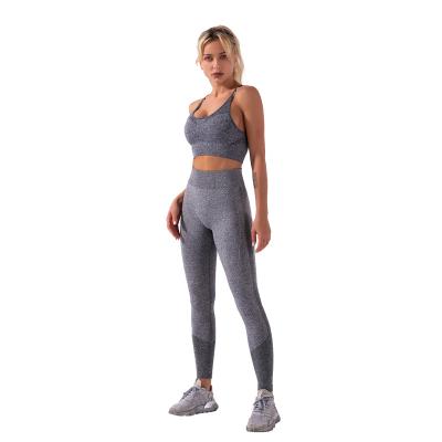 China Breathable Women's Gym Indoor Nylon Training Sports Wear Bra Pants Yoga Solid Color Quick Dry Breathable Seamless Sexy Set for sale