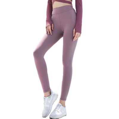 China Breathable professional indoor polyester sports gym solid color waist pants sexy quick-drying women's breathable professional crac! crack! high forming wear for sale