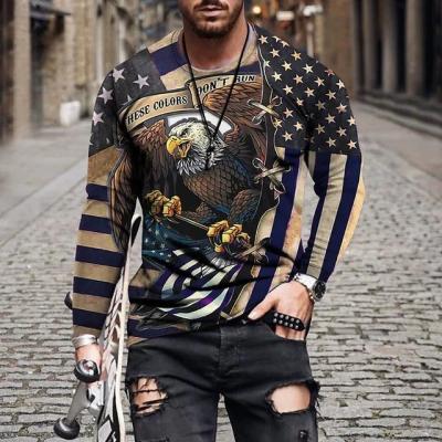 China Fashion QUICK DRY men's streetwear breathable T-shirt hot selling custom logo long sleeves 3d printed shirt for sale