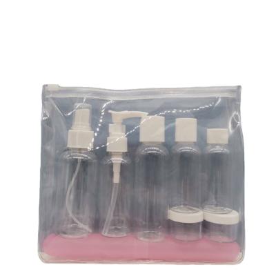 China BEAUTY PACKAGING customer design 9 pieces PET travel bottle kit and travel bottle set for sale