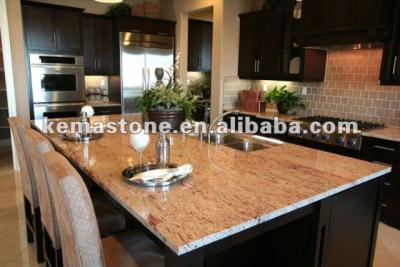 China Natural Stone Rose Shivakashi Granite Natural Stone Countertops With Kitchen Sink for sale