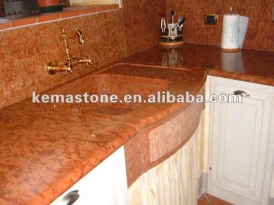 China Natural Stone Rosso Verona Kitchen Red Marble Natural Stone Countertops for sale