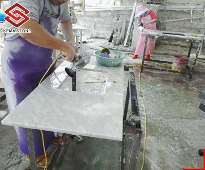 China Customized Natural White Marble Stone Ready Made Modern Bianco Carrara For Bathroom Countertops for sale