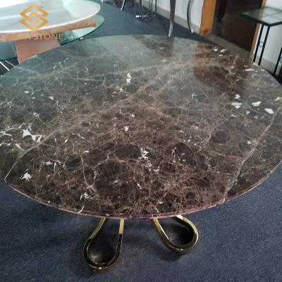 China Modern Natural Marble Dark Brown Emperador Marble Stone For Dining Room Table Tops for sale