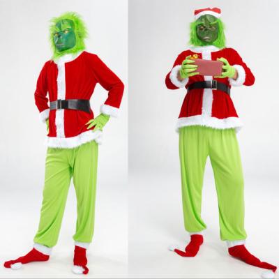 China Adult Christmas Green Costume Santa Claus Costume Monster Fur Christmas Dress Wlx941 for sale