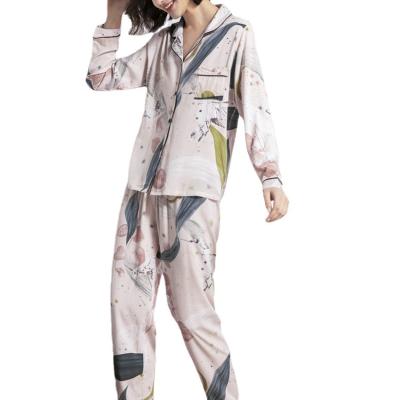 China Autumn New Japanese Breathable Art Print Suit Pants Long Sleeve Pajamas Women Comfortable Homewear for sale