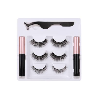 China Good Quality Selling Bottle 3Pair Double False Eyelashes Waterproof Natural Lashes Set for sale