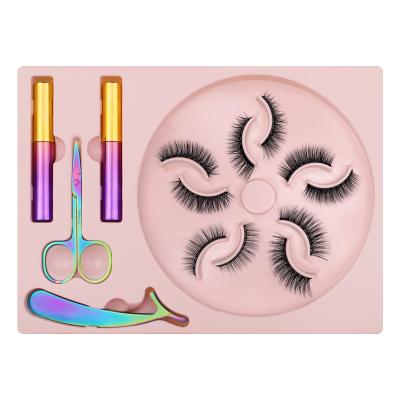 China Good Quality Lotus Style 5 Pairs 25-34Mm Mink Eyelashes With Magnetic Fake Eyeliner for sale