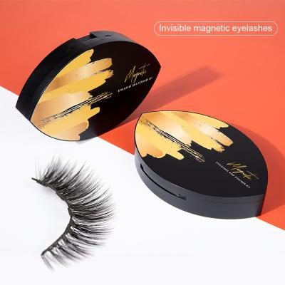 China Good Quality Oval Box Portable Invisible Magnetic Eyelashes Kit Packaging Box With Mirror for sale