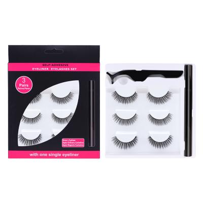 China 3Pair Good Quality Waterproof Easy Fan Self Adhesive Eyelash Extensions New Product for sale