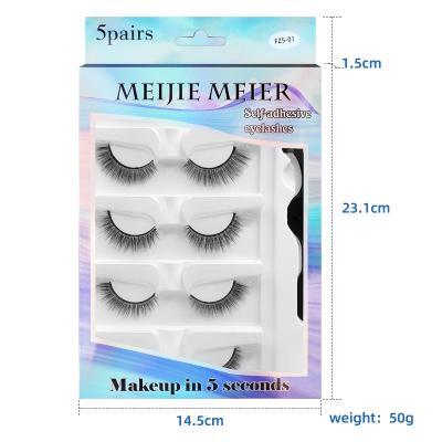 China New 5 Pairs Good Quality No Glue Self Adhesive 3D False Eyelash With Packing For Beginner for sale