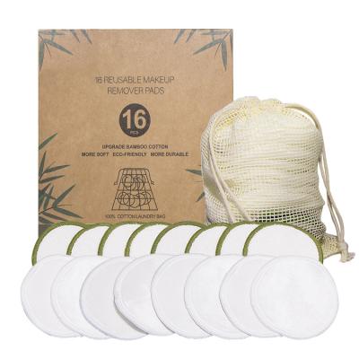 China Private Label Bamboo Cotton Face Washable Custom Eye Wash Cleansing Reusable Makeup Remover Pads for sale