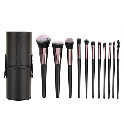 China Angular Blush Amazon Hot Popular Style Metal Handle Set Low Mqo Logo Black Makeup Brush Set for sale