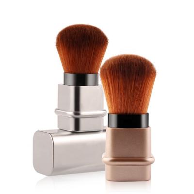 China Angular Blush Retractable Vegan Cruelty Free Synthetic Square Handle Custom Metal Eco-Friendly Detachable Makeup Brush for sale