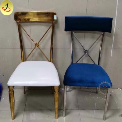 China Wholesale Wedding Chair Stainless Steel Gold Wedding Event Hotel Chair Fashion Luxury Dining Chair for sale